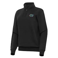 Women's Antigua Black Florida Gators Victory Quarter-Zip Sweatshirt