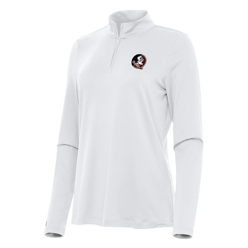 Women's Antigua White Florida State Seminoles Reprocess Quarter-Zip Top