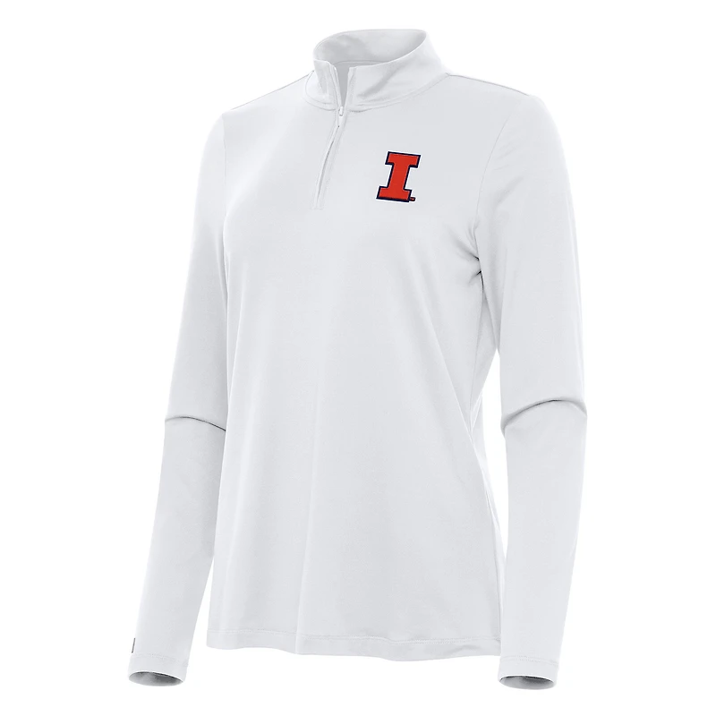 Women's Antigua White Illinois Fighting Illini Reprocess Quarter-Zip Top