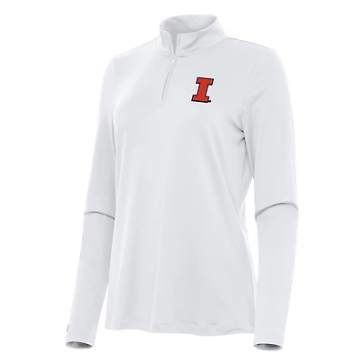 Women's Antigua White Illinois Fighting Illini Reprocess Quarter-Zip Top