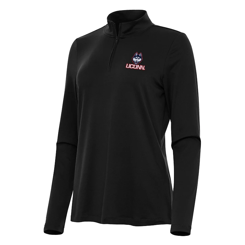 Women's Antigua Black UConn Huskies Reprocess Quarter-Zip Top