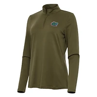Women's Antigua Olive Florida Gators Reprocess Quarter-Zip Top