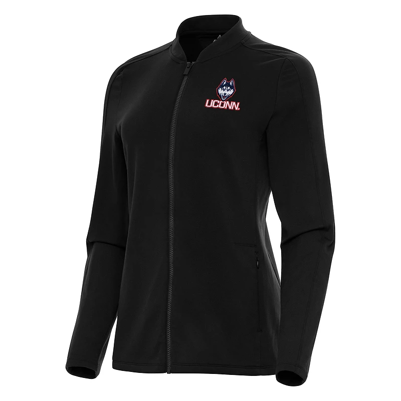 Women's Antigua Black UConn Huskies Continual Full-Zip Jacket
