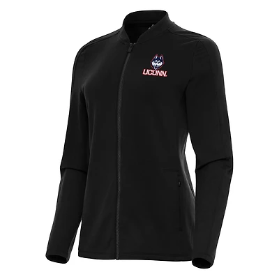 Women's Antigua Black UConn Huskies Continual Full-Zip Jacket