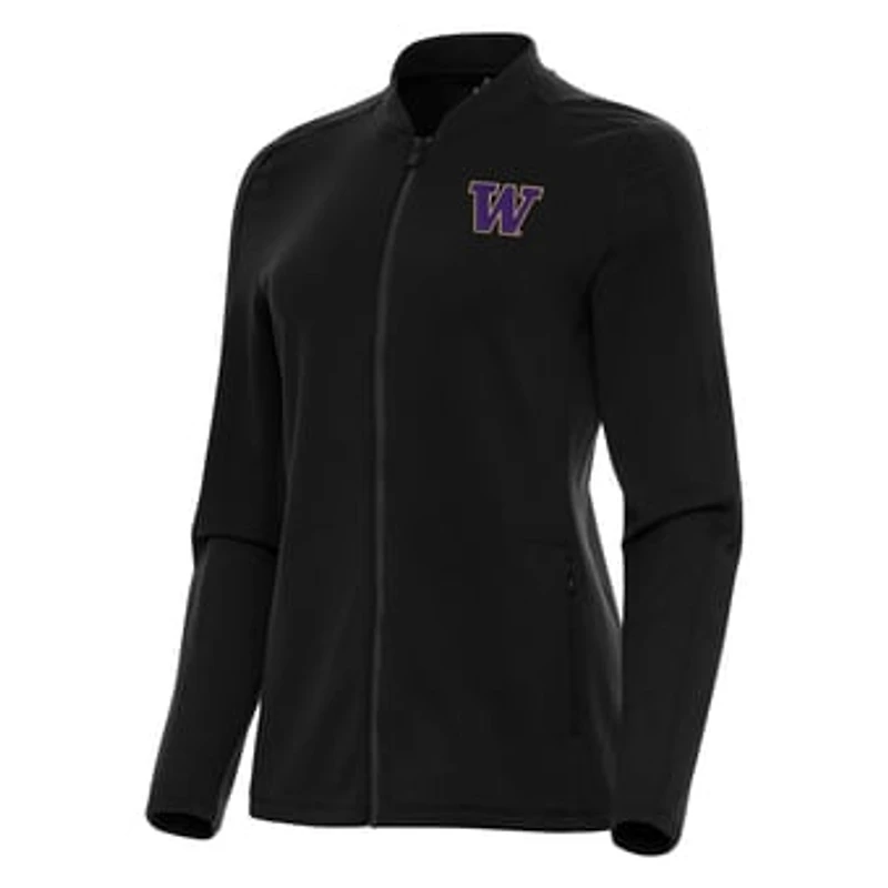 Women's Antigua Black Washington Huskies Continual Full-Zip Jacket