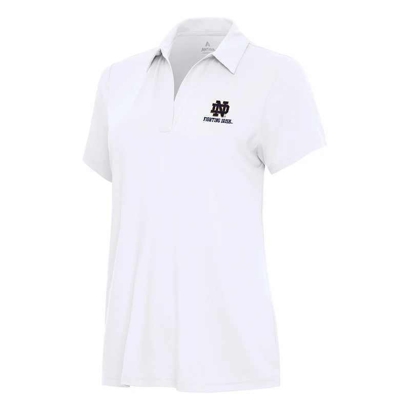 Women's Antigua White Notre Dame Fighting Irish Logo & Wordmark Era Polo