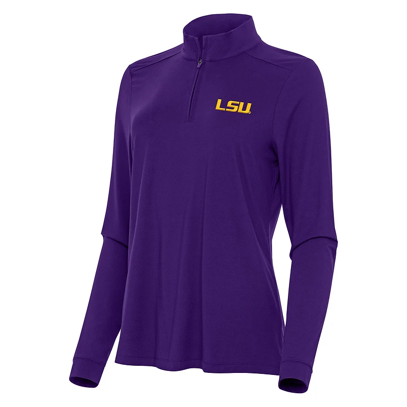Women's Antigua Purple LSU Tigers Intent Quarter-Zip Top