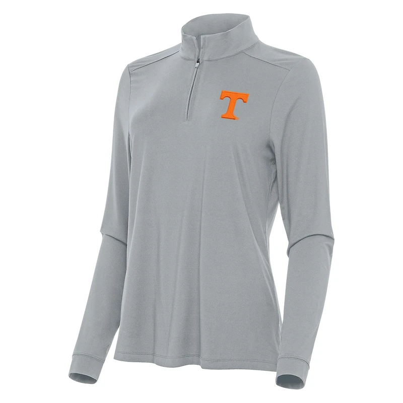 Women's Antigua Gray Tennessee Volunteers Intent Quarter-Zip Top