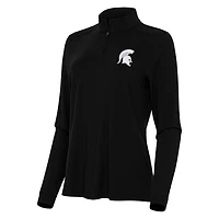 Women's Antigua Black Michigan State Spartans Intent Quarter-Zip Top