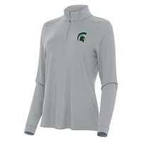 Women's Antigua Gray Michigan State Spartans Intent Quarter-Zip Top