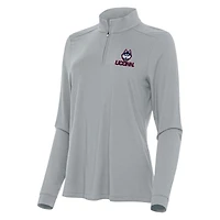 Women's Antigua Gray UConn Huskies Intent Quarter-Zip Top