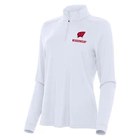 Women's Antigua White Wisconsin Badgers Intent Quarter-Zip Top