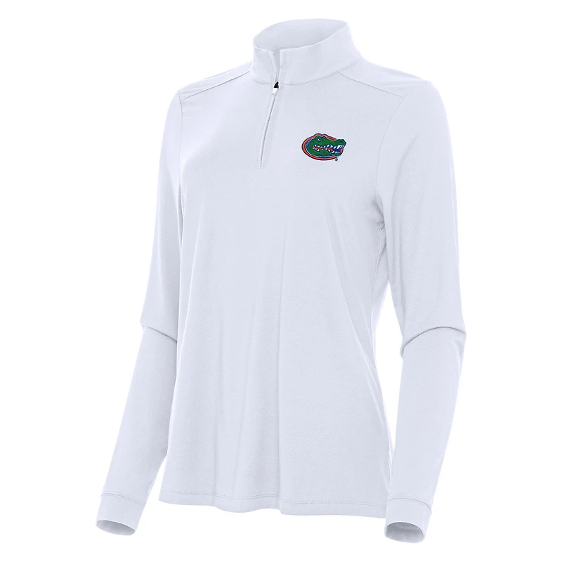 Women's Antigua White Florida Gators Intent Quarter-Zip Top