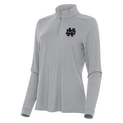 Women's Antigua Gray Notre Dame Fighting Irish Intent Quarter-Zip Top