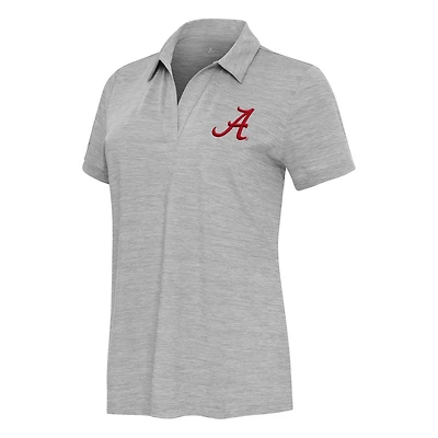 Women's  Antigua Heather Gray Alabama Crimson Tide Layout V-Neck Polo