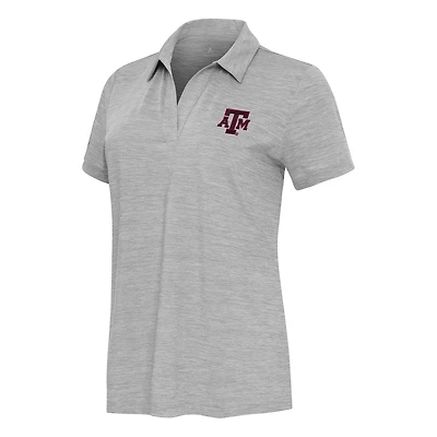 Women's  Antigua Heather Gray Texas A&M Aggies Layout V-Neck Polo