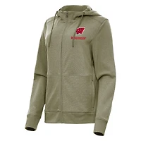 Women's Antigua Olive Wisconsin Badgers Seeker Full-Zip Hoodie