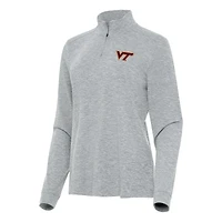 Women's Antigua  Heather Gray Virginia Tech Hokies Mentor Long Sleeve Quarter-Zip Mock Polo