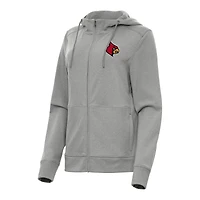 Women's Antigua Heather Gray Louisville Cardinals Seeker Full-Zip Hoodie