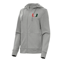 Women's Antigua Heather Gray Miami Hurricanes Seeker Full-Zip Hoodie