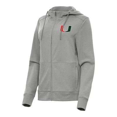 Women's Antigua Heather Gray Miami Hurricanes Seeker Full-Zip Hoodie