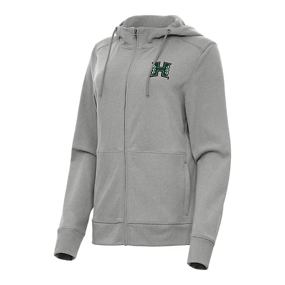Women's Antigua Heather Gray Hawaii Rainbow Warriors Seeker Full-Zip Hoodie