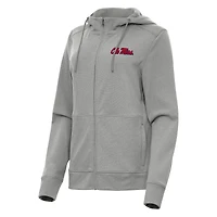 Women's Antigua Heather Gray Ole Miss Rebels Seeker Full-Zip Hoodie
