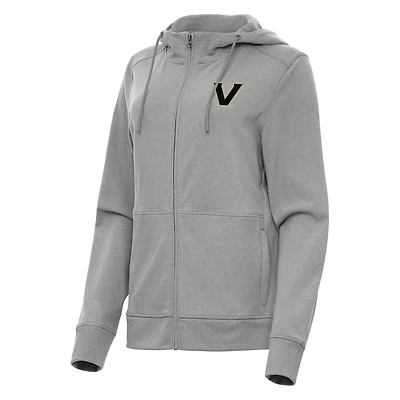 Women's Antigua Heather Gray Vanderbilt Commodores Seeker Full-Zip Hoodie