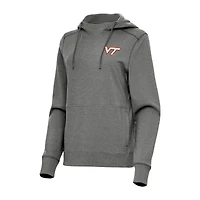 Women's Antigua Heather Black Virginia Tech Hokies Justice Pullover Hoodie