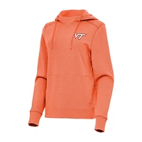 Women's Antigua Heather Orange Virginia Tech Hokies Justice Pullover Hoodie