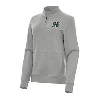 Women's Antigua Heather Gray Hawaii Rainbow Warriors Crush Quarter-Zip Fleece Sweatshirt