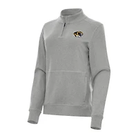 Women's Antigua Heather Gray Missouri Tigers Crush Quarter-Zip Fleece Sweatshirt
