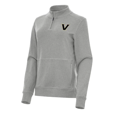 Women's Antigua Heather Gray Vanderbilt Commodores Crush Quarter-Zip Fleece Sweatshirt
