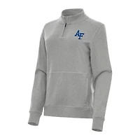 Women's Antigua Heather Gray Air Force Falcons Crush Quarter-Zip Fleece Sweatshirt