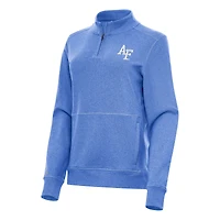 Women's Antigua Heather Royal Air Force Falcons Crush Quarter-Zip Fleece Sweatshirt