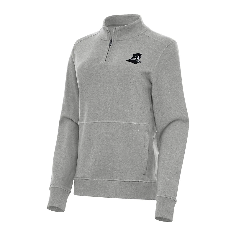 Women's Antigua Heather Gray Providence Friars Crush Quarter-Zip Fleece Sweatshirt