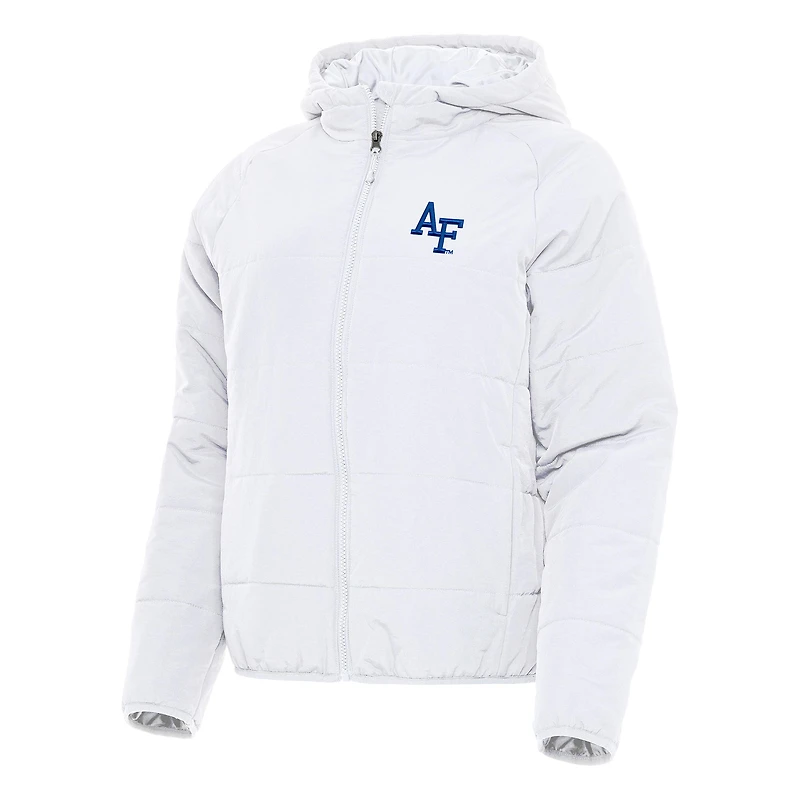 Women's Antigua White Air Force Falcons Universe Full-Zip Puffer Jacket