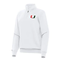Women's Antigua White Miami Hurricanes Victory Quarter-Zip Sweatshirt