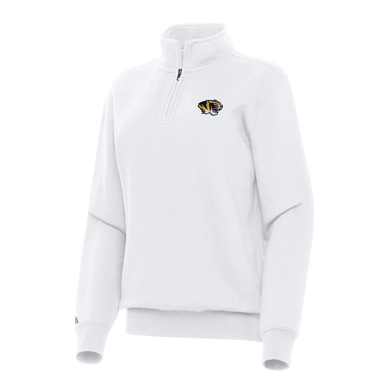 Women's Antigua White Missouri Tigers Victory Quarter-Zip Sweatshirt
