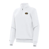 Women's Antigua White Missouri Tigers Victory Quarter-Zip Sweatshirt