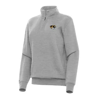 Women's Antigua Heather Gray Missouri Tigers Victory Quarter-Zip Sweatshirt
