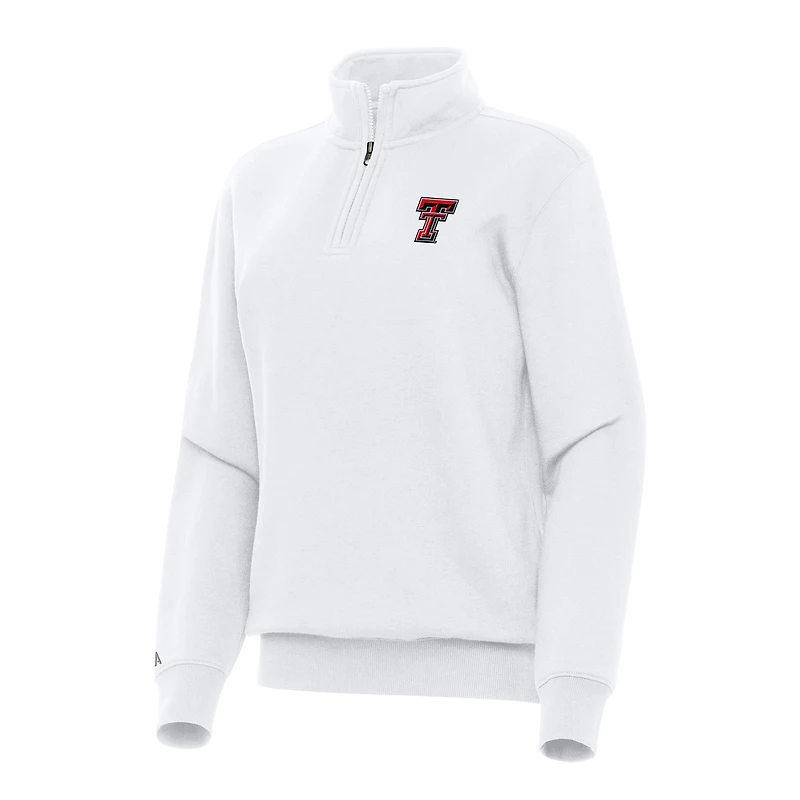 Women's Antigua White Texas Tech Red Raiders Victory Quarter-Zip Sweatshirt