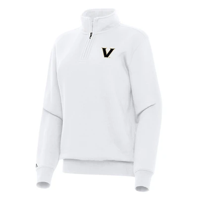 Women's Antigua White Vanderbilt Commodores Victory Quarter-Zip Sweatshirt