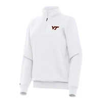 Women's Antigua White Virginia Tech Hokies Victory Quarter-Zip Sweatshirt