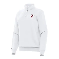 Women's Antigua White Washington State Cougars Victory Quarter-Zip Sweatshirt