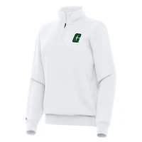 Women's Antigua White Charlotte 49ers Victory Quarter-Zip Sweatshirt