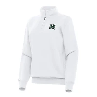 Women's Antigua White Hawaii Rainbow Warriors Victory Quarter-Zip Sweatshirt