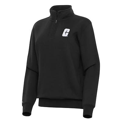 Women's Antigua Black Charlotte 49ers Victory Quarter-Zip Sweatshirt