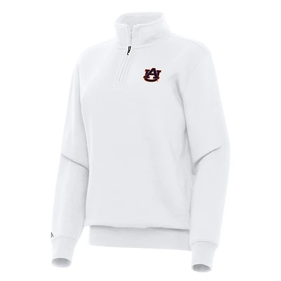 Women's Antigua White Auburn Tigers Victory Quarter-Zip Sweatshirt