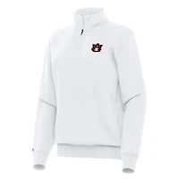 Women's Antigua White Auburn Tigers Victory Quarter-Zip Sweatshirt